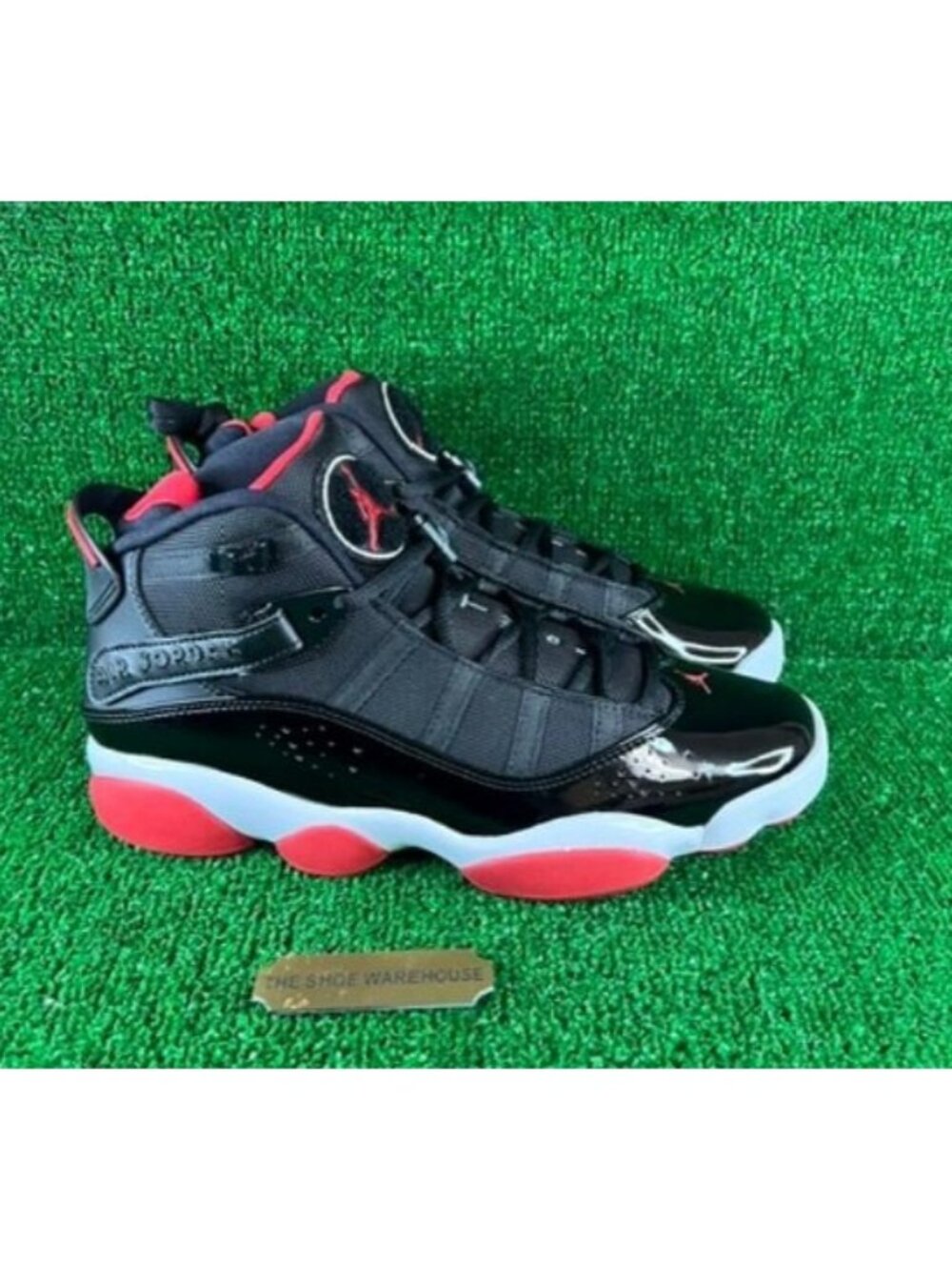 Men's Nike Air Jordan 6 Rings Black Red Basketball Shoes 322992-062 Size 11.5